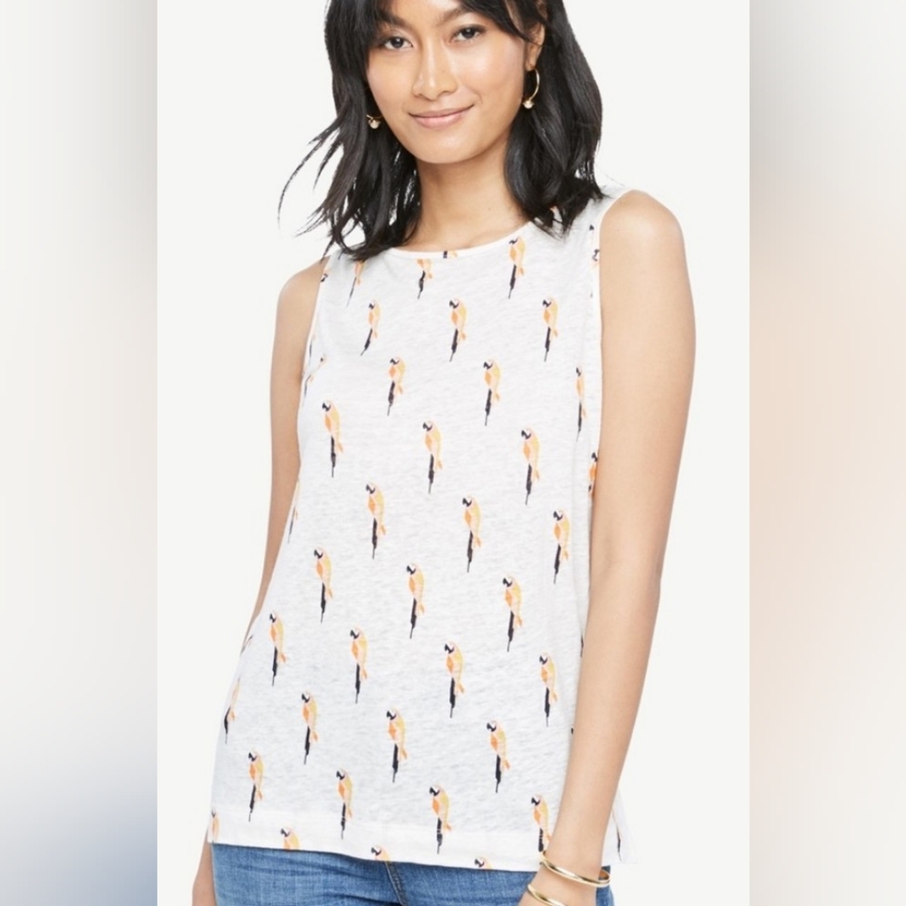 Ann Taylor Parrot Linen Tank Top